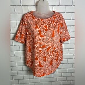 CHICO’S women short sleeve Orange Patterned Women's Top/size 1X